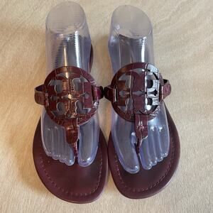 Tory Burch Miller Sandals Size 9 Burgundy Flip Flops *READ